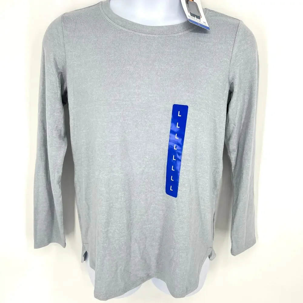 Matty M Womens Long Sleeve Crew Neck Tunic Gray NWT
